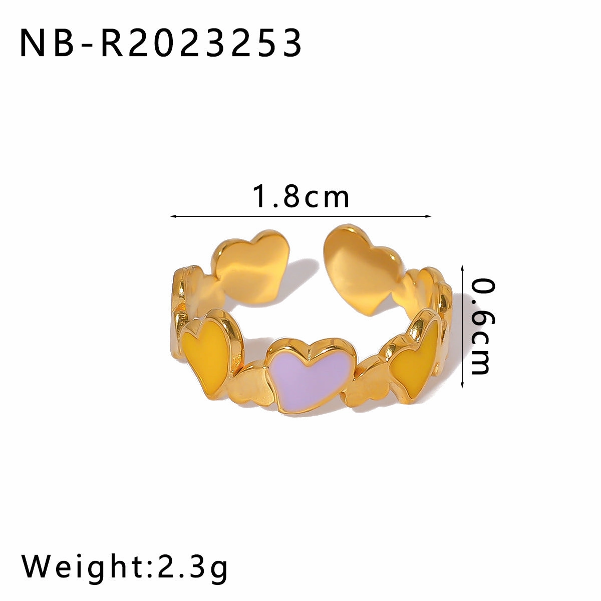 Wholesale Stainless Steel Enamel Oil Drip Colorful Flower Love Adjustable Titanium Steel Bohemian Style Open Rings