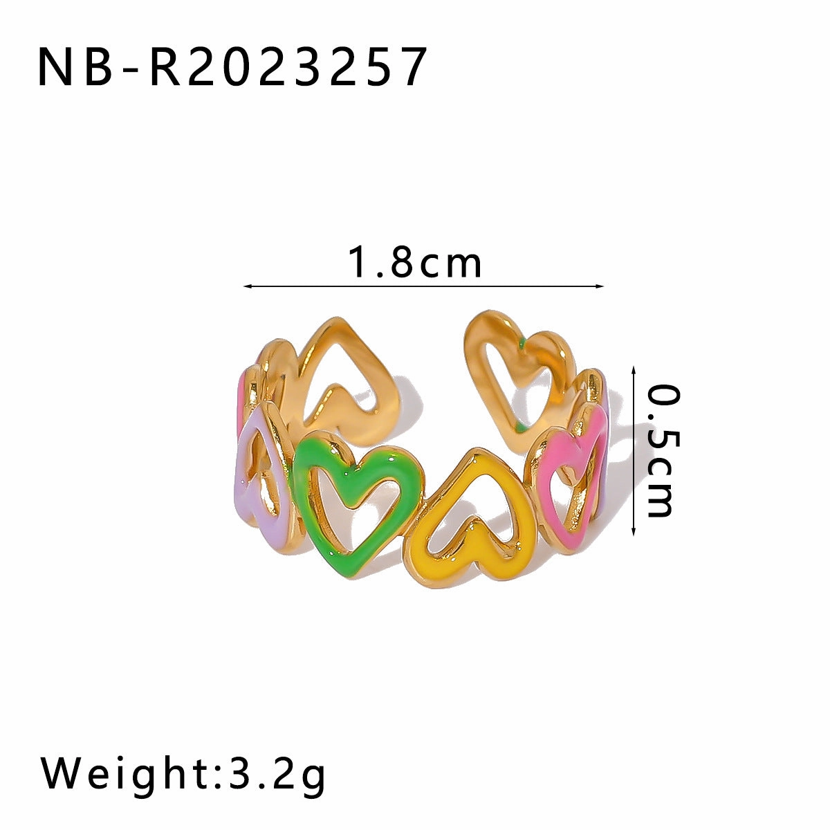 Wholesale Stainless Steel Enamel Oil Drip Colorful Flower Love Adjustable Titanium Steel Bohemian Style Open Rings