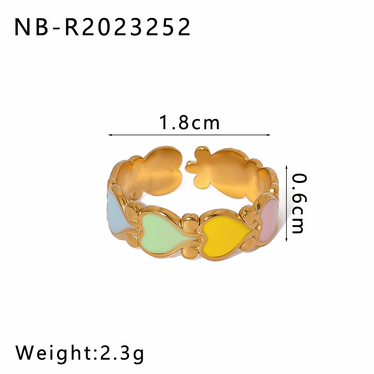 Wholesale Stainless Steel Enamel Oil Drip Colorful Flower Love Adjustable Titanium Steel Bohemian Style Open Rings