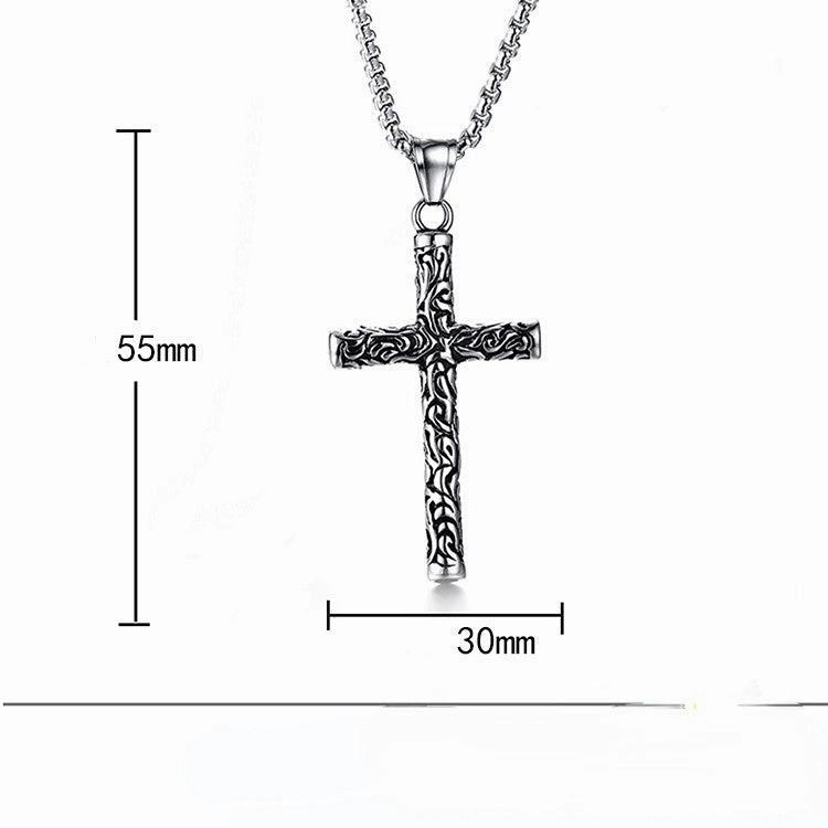Wholesale Stainless Steel Engraved Vintage Cross Necklace