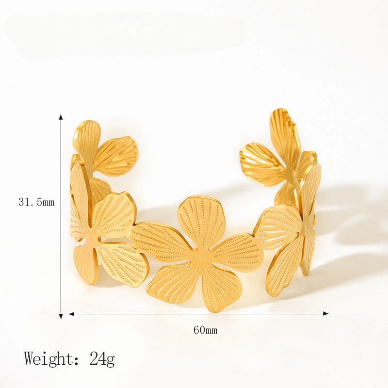 Wholesale Stainless Steel Flower 18K Gold Plated Non-fading Bracelet