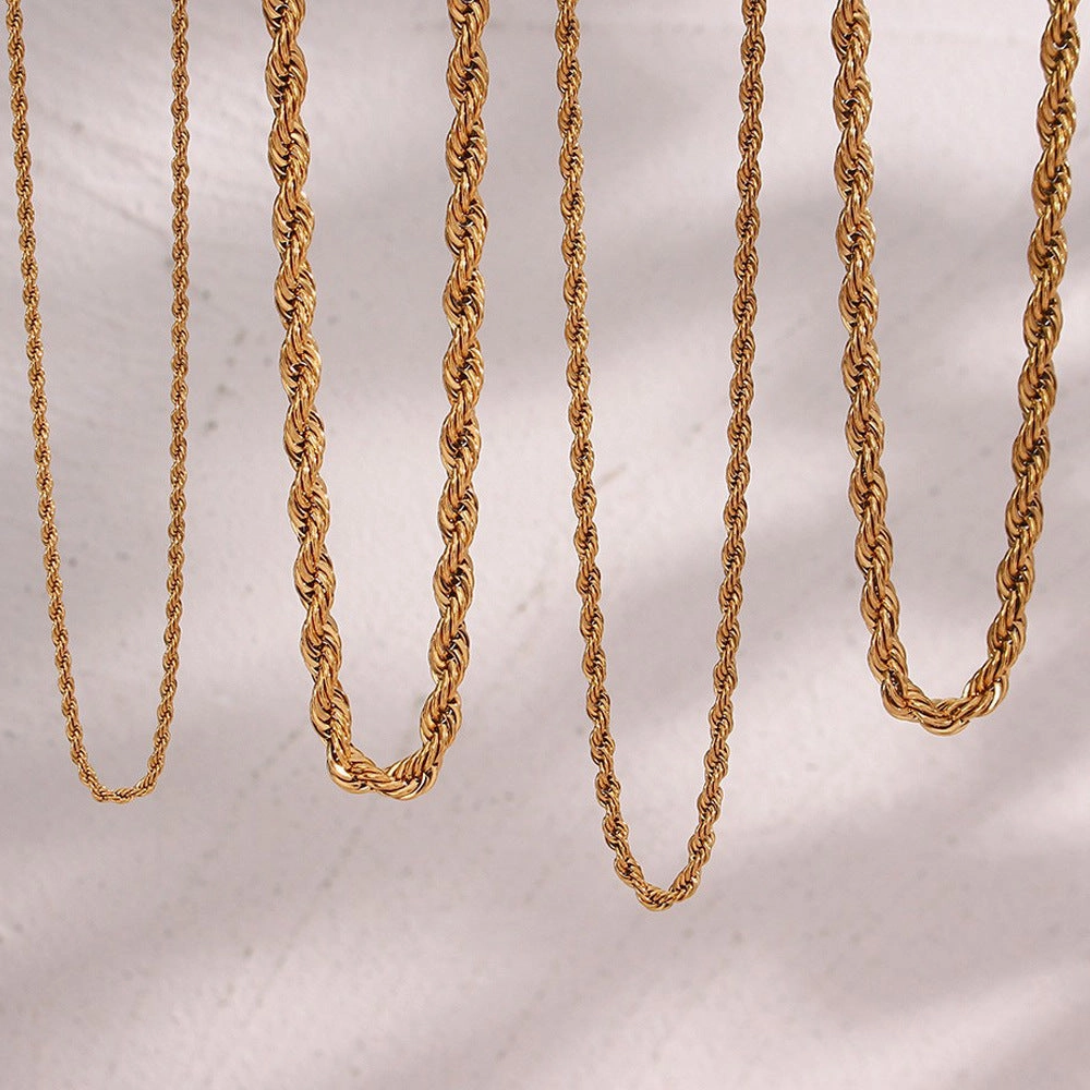 Wholesale Stainless Steel Fried Dough Twists Chain Necklace