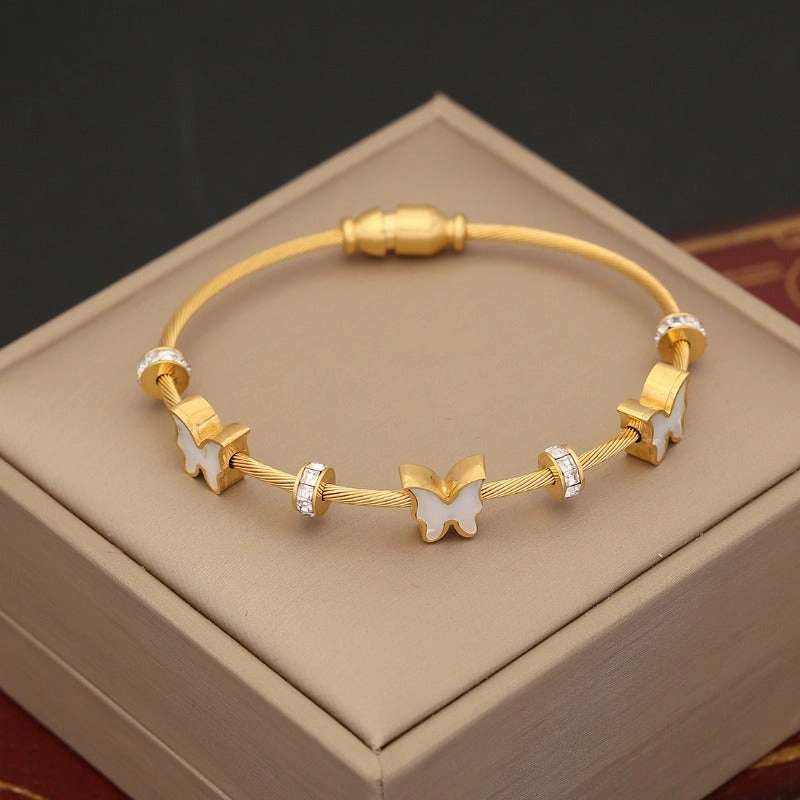 Wholesale Stainless Steel Full Diamond Eyes Bracelet Butterfly Bracelet