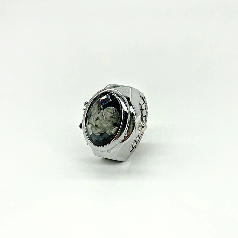 Wholesale Stainless Steel Gem Flower Ring Watch