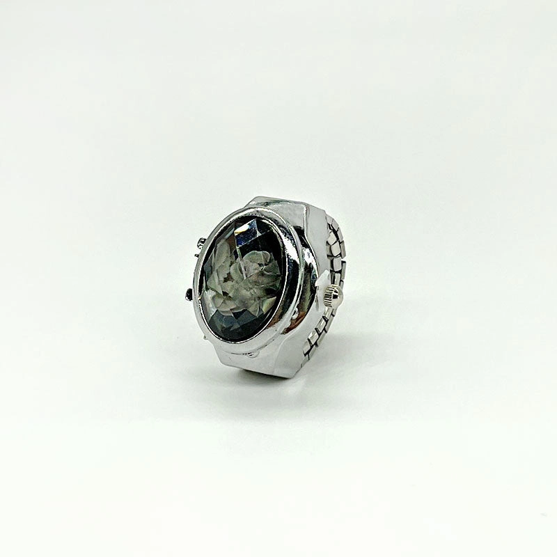 Wholesale Stainless Steel Gem Flower Ring Watch
