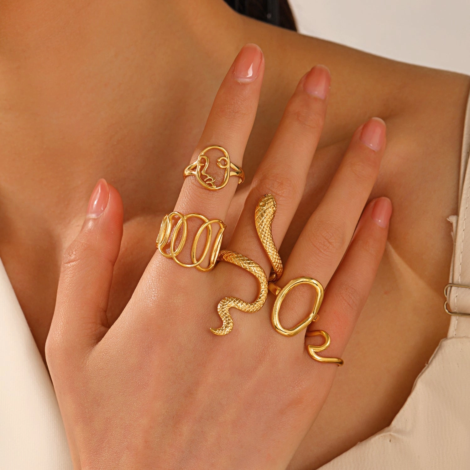 Wholesale Stainless Steel Geometric Oval Ring