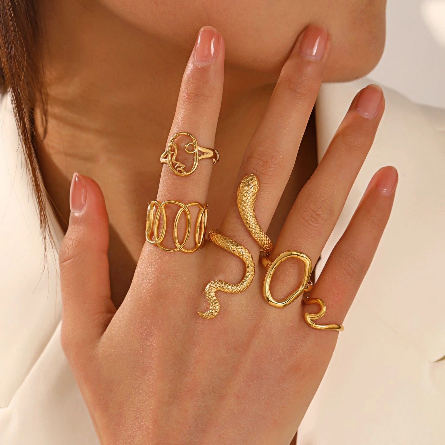Wholesale Stainless Steel Geometric Oval Ring
