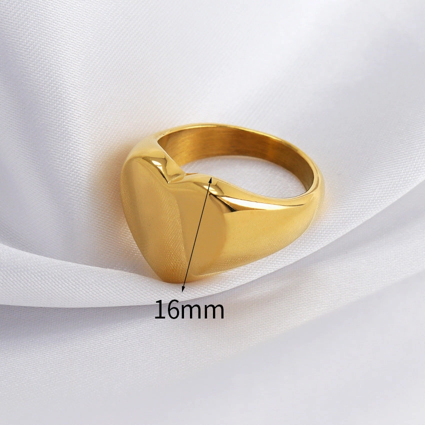 Wholesale Stainless Steel Gilded Wide Face Vertical Grain Cowhorn Bag Texture Ring