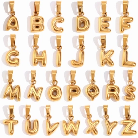 Wholesale Stainless Steel Gold Mini Bubble Letter Pendant