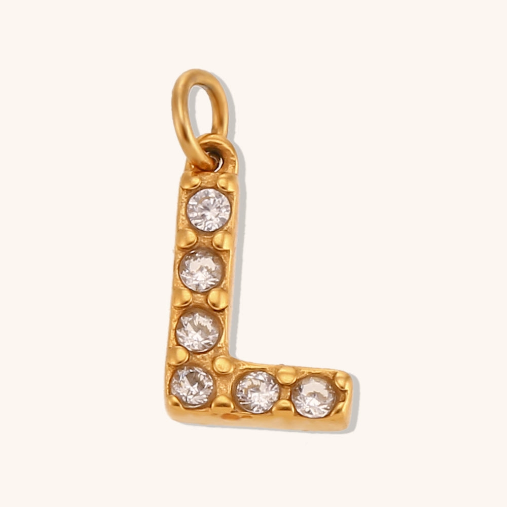 Wholesale Stainless Steel Gold Plated 8mm CNC Diamond English Letter Pendant