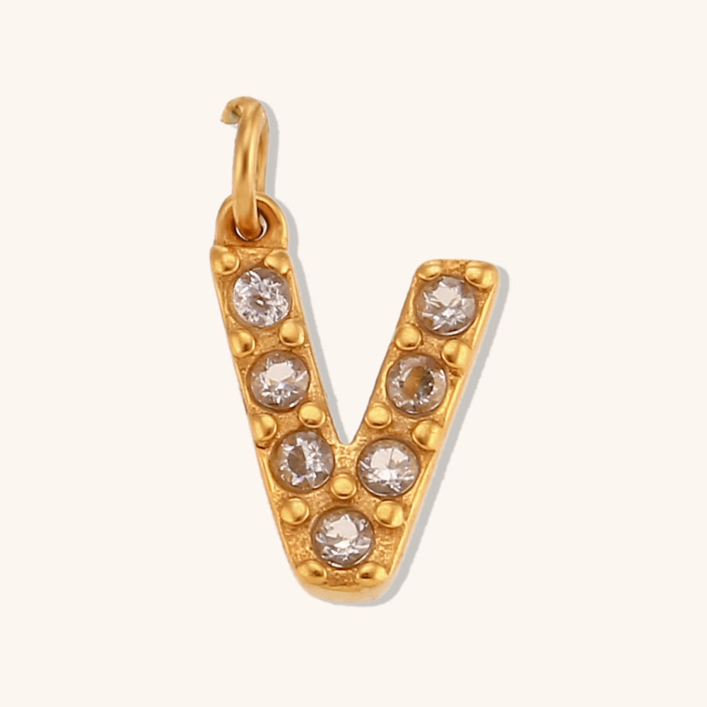 Wholesale Stainless Steel Gold Plated 8mm CNC Diamond English Letter Pendant