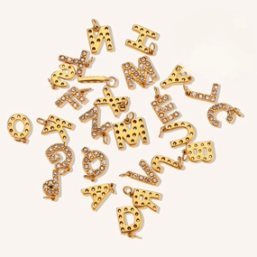 Wholesale Stainless Steel Gold Plated 8mm CNC Diamond English Letter Pendant