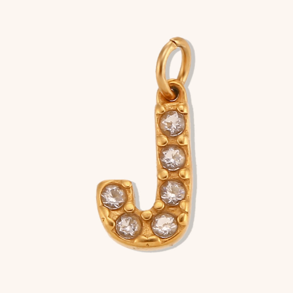Wholesale Stainless Steel Gold Plated 8mm CNC Diamond English Letter Pendant