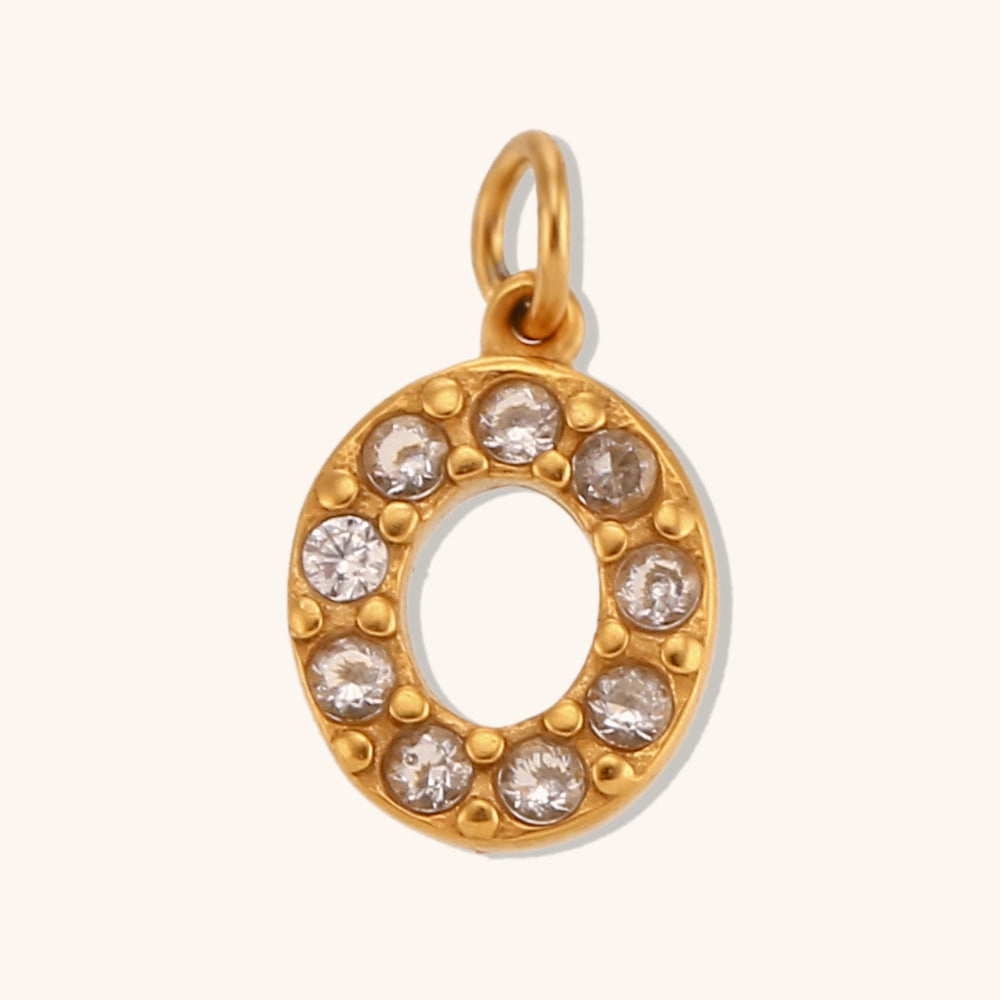 Wholesale Stainless Steel Gold Plated 8mm CNC Diamond English Letter Pendant