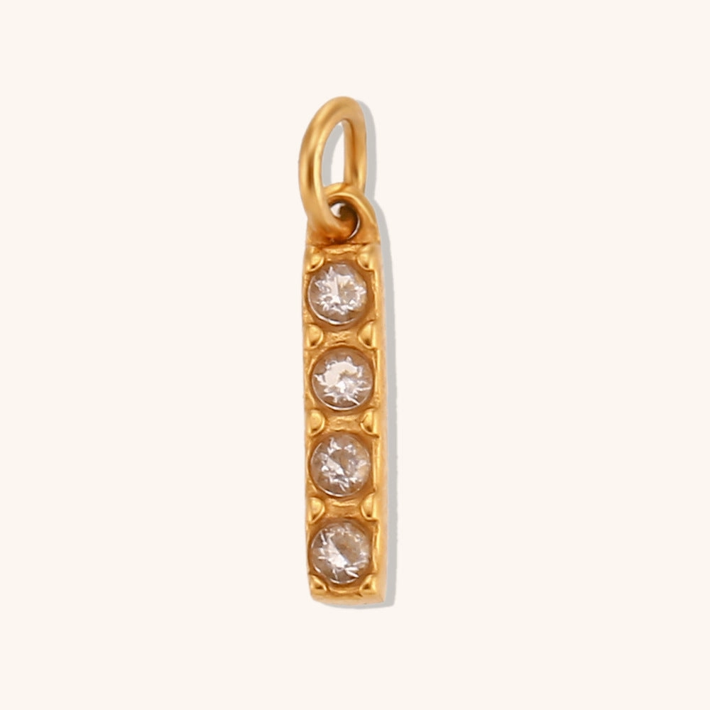 Wholesale Stainless Steel Gold Plated 8mm CNC Diamond English Letter Pendant