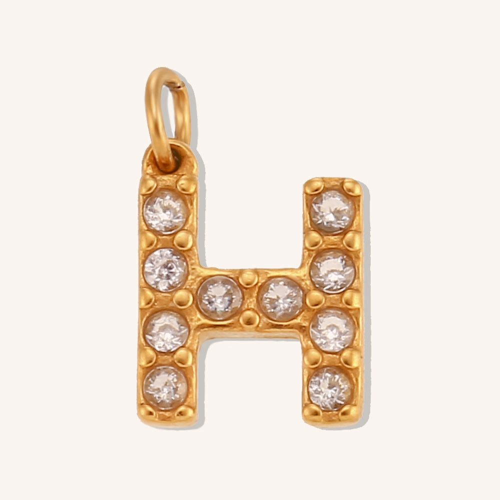 Wholesale Stainless Steel Gold Plated 8mm CNC Diamond English Letter Pendant