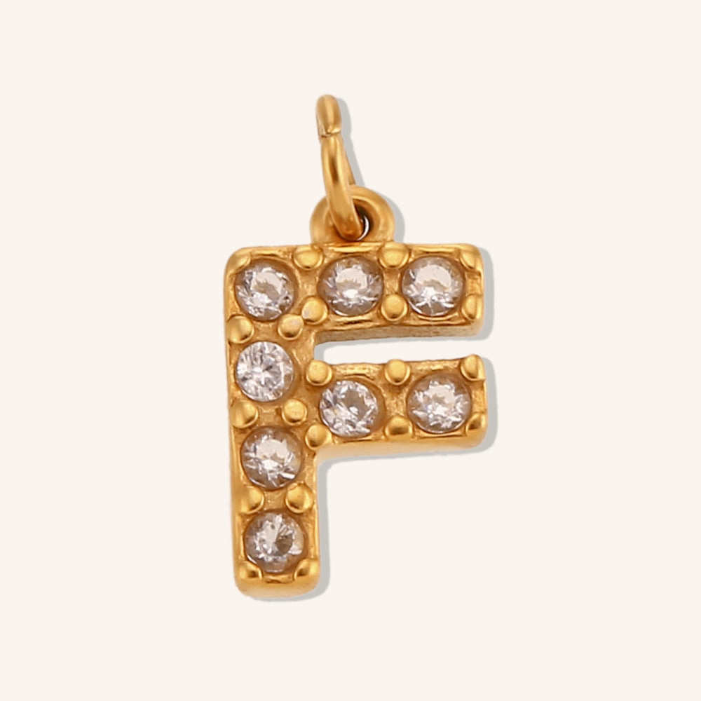 Wholesale Stainless Steel Gold Plated 8mm CNC Diamond English Letter Pendant