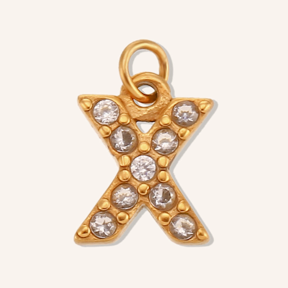 Wholesale Stainless Steel Gold Plated 8mm CNC Diamond English Letter Pendant