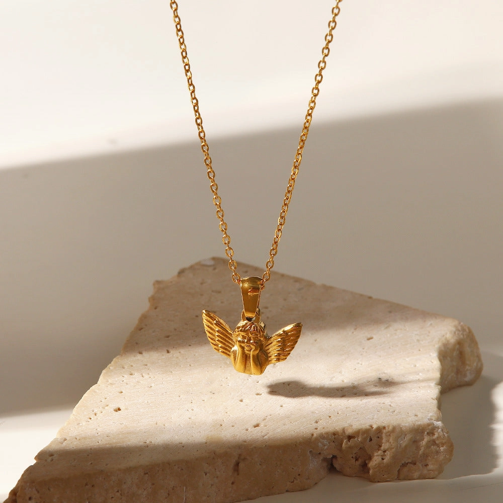 Wholesale Stainless Steel Gold Plated Angel Pendant Necklace