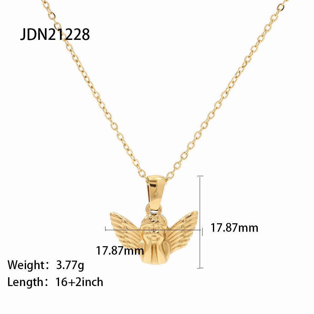 Wholesale Stainless Steel Gold Plated Angel Pendant Necklace