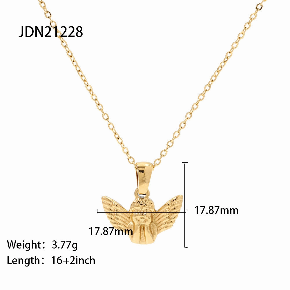 Wholesale Stainless Steel Gold Plated Angel Pendant Necklace