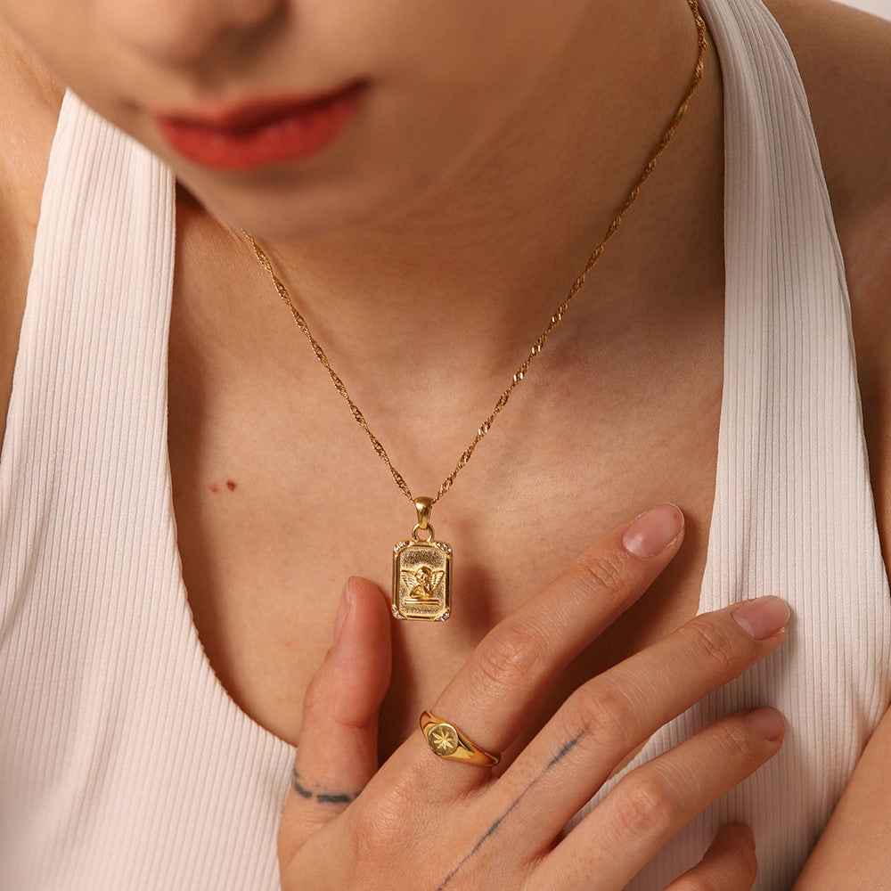Wholesale Stainless Steel Gold Plated Coin Medal Necklace