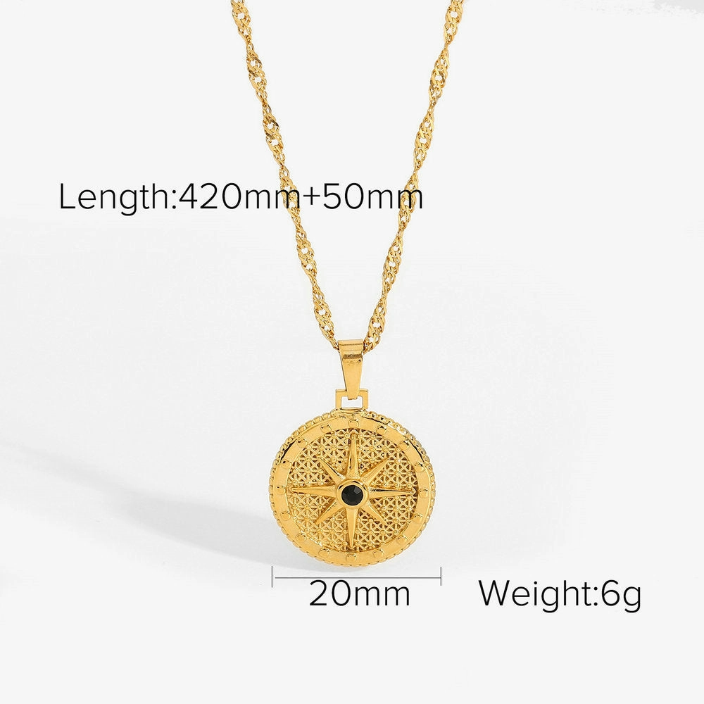 Wholesale Stainless Steel Gold Plated Coin Medal Necklace