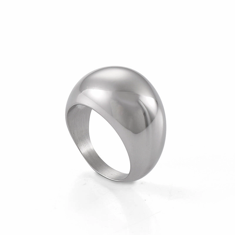 Wholesale Stainless Steel Gold-plated Curved Top Large Glossy Ring