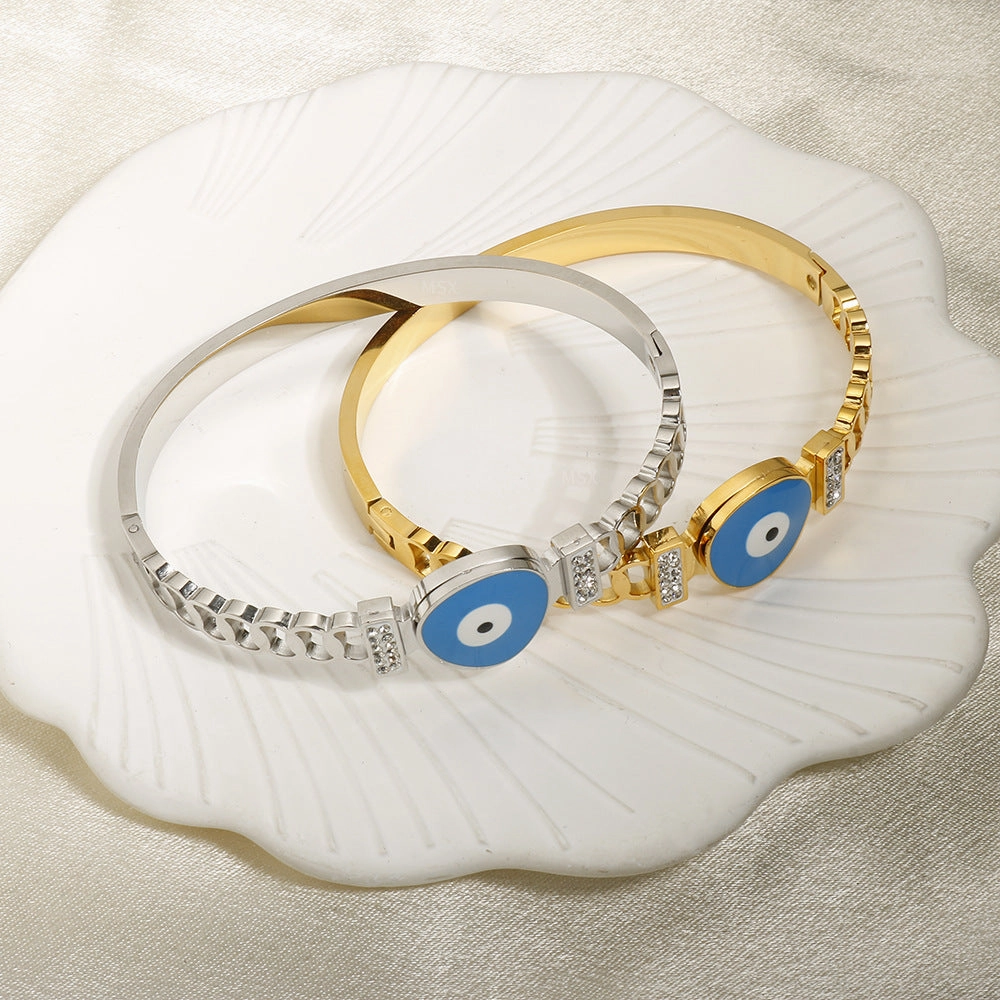 Wholesale Stainless Steel Gold Plated Devil Eye Bracelet