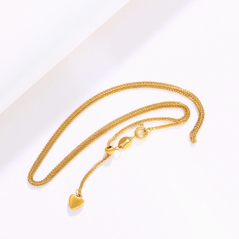 Wholesale Stainless Steel Gold-plated Fashionable Personalized Heart Tassel Adjustable Temperament Necklaces