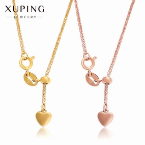 Wholesale Stainless Steel Gold-plated Fashionable Personalized Heart Tassel Adjustable Temperament Necklaces
