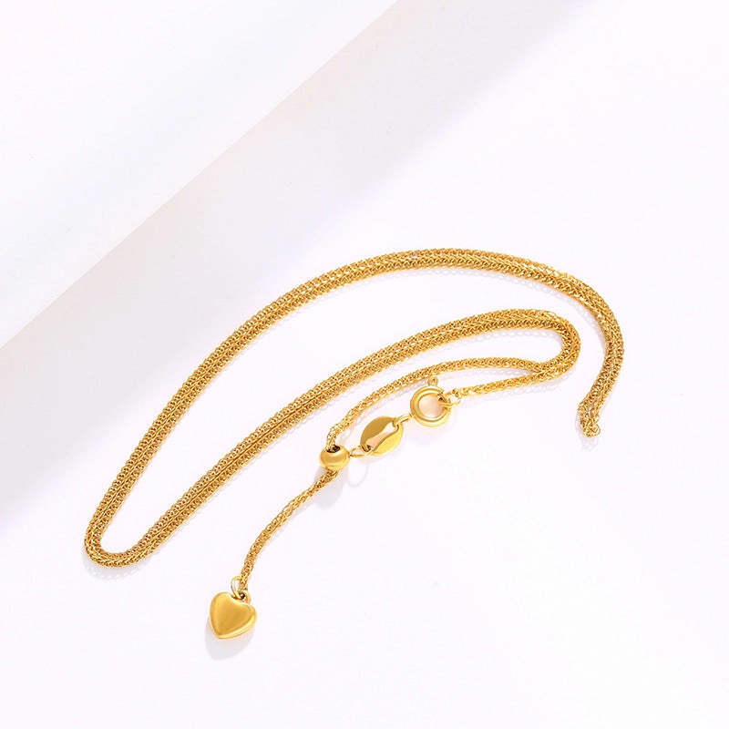 Wholesale Stainless Steel Gold-plated Fashionable Personalized Heart Tassel Adjustable Temperament Necklaces