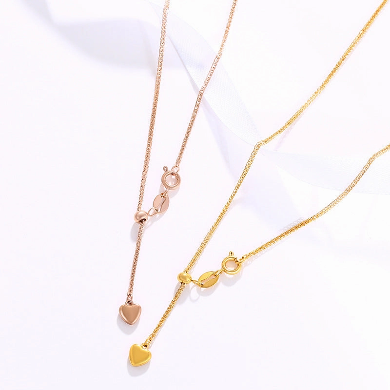 Wholesale Stainless Steel Gold-plated Fashionable Personalized Heart Tassel Adjustable Temperament Necklaces