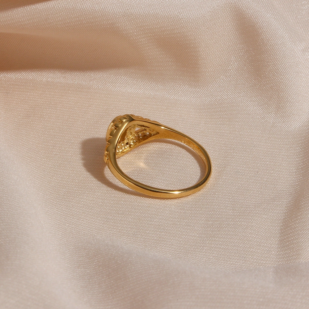 Wholesale Stainless Steel Gold Plated Flower Freshwater Pearl Ring