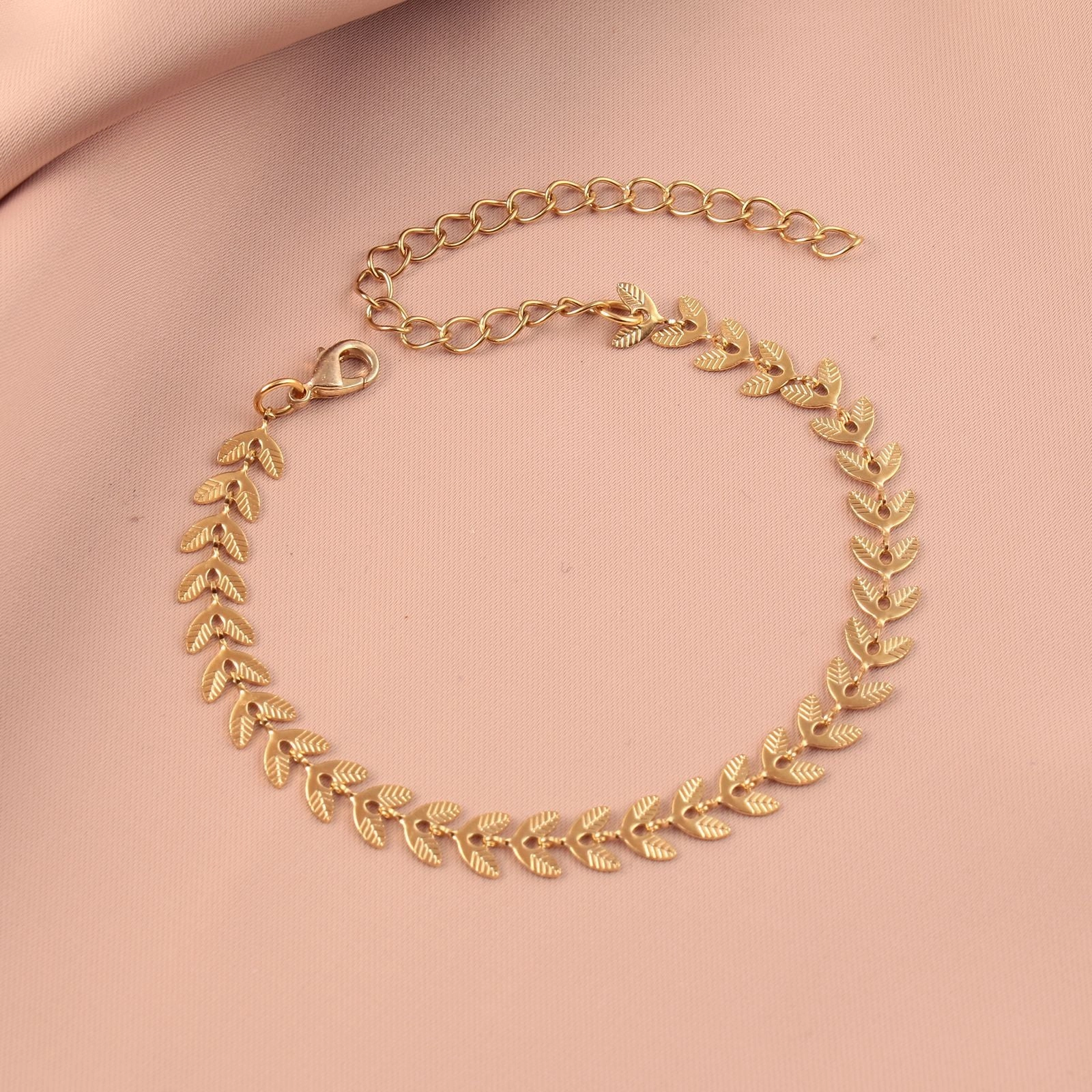 Wholesale Stainless Steel Gold Plated Leaf Bracelet