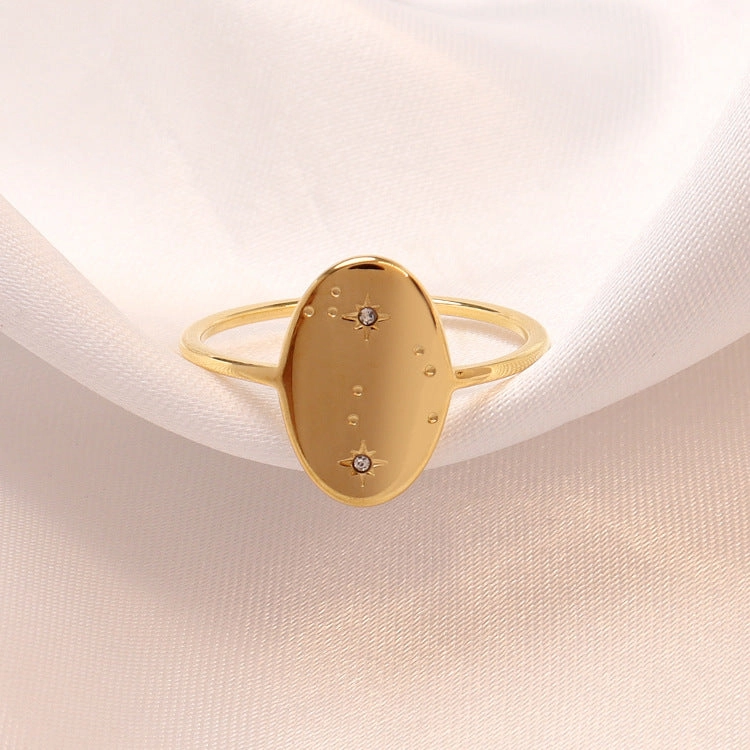 Wholesale Stainless Steel Gold-plated Oval Raindrop Rings