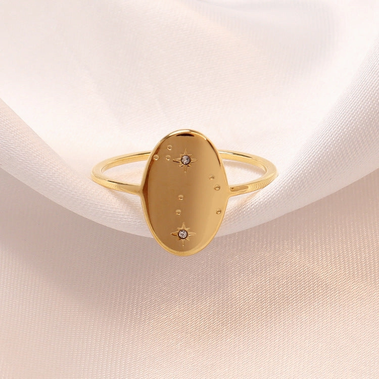 Wholesale Stainless Steel Gold-plated Oval Raindrop Rings