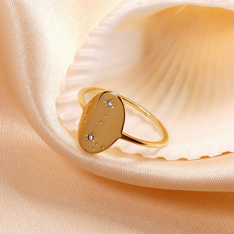 Wholesale Stainless Steel Gold-plated Oval Raindrop Rings