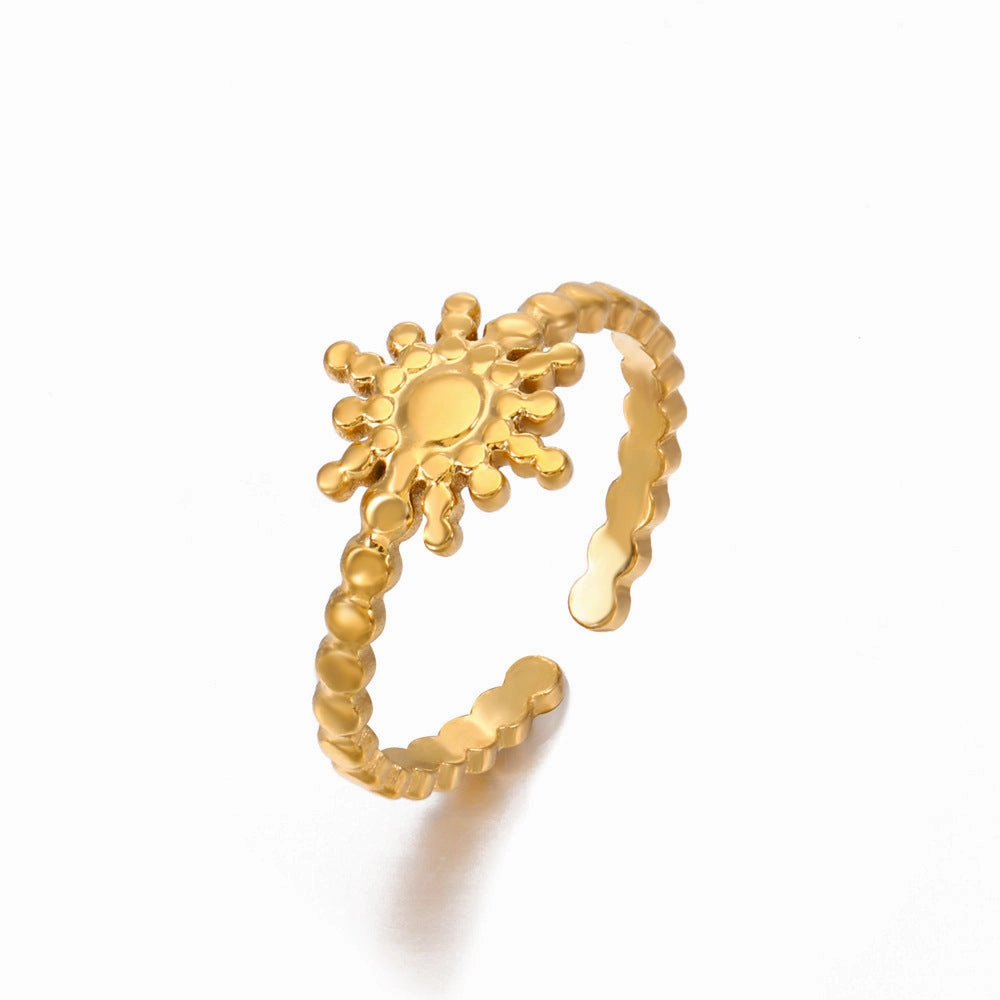 Wholesale Stainless Steel Gold-plated Star Moon Rings