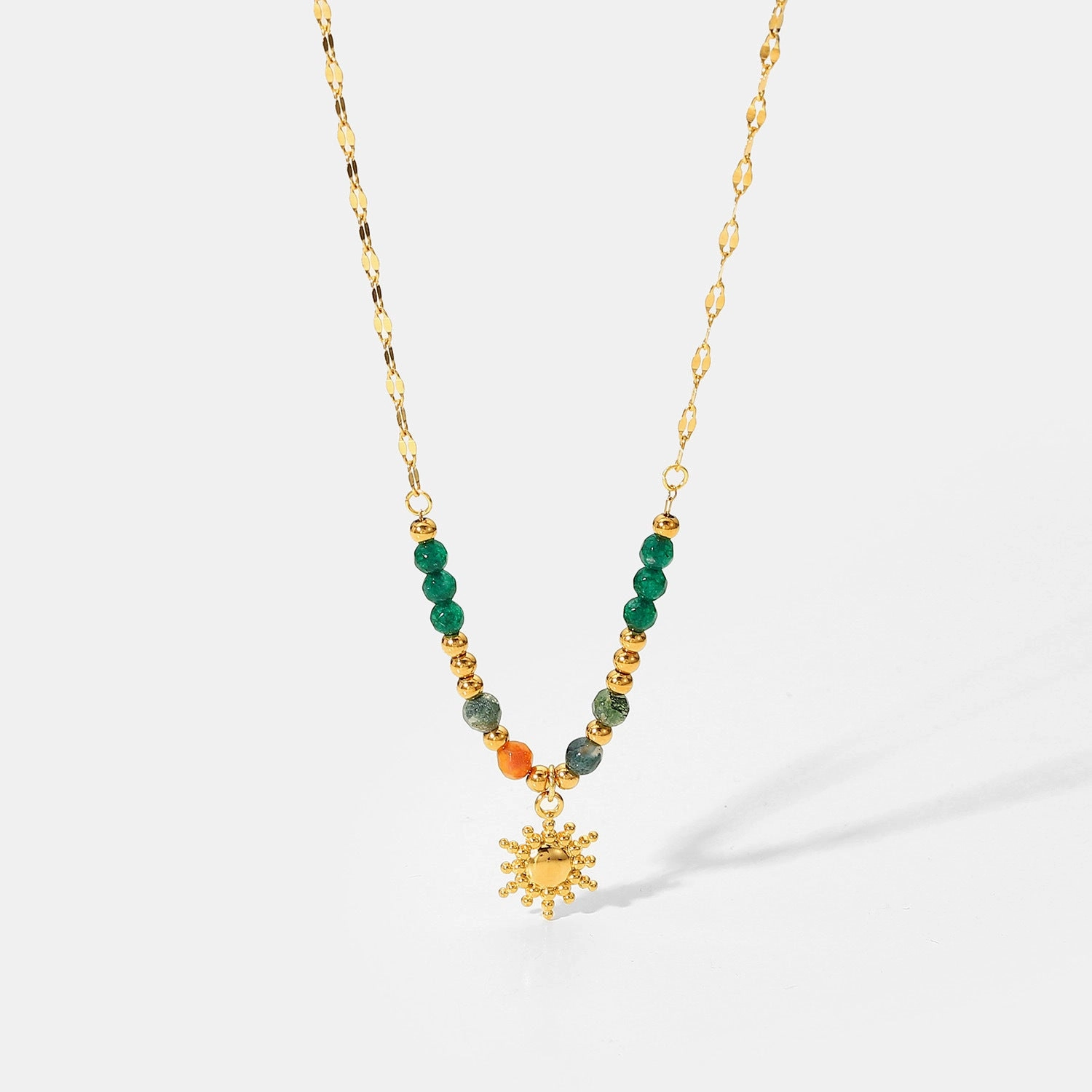 Wholesale Stainless Steel Gold Plated Sun Pendant Necklace