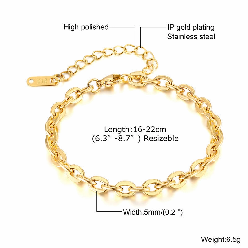 Wholesale Stainless Steel Gold Stacked Bead Bracelet