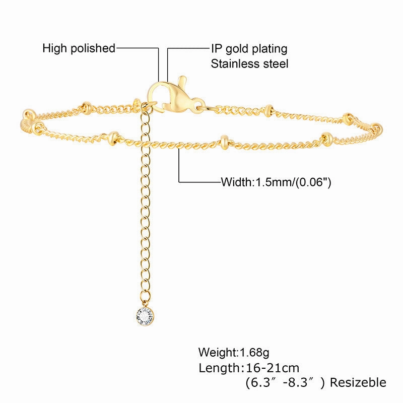 Wholesale Stainless Steel Gold Stacked Bead Bracelet
