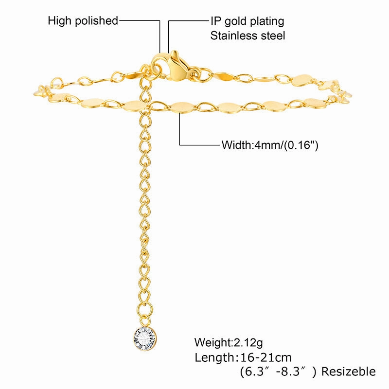 Wholesale Stainless Steel Gold Stacked Bead Bracelet