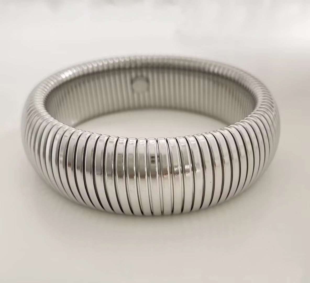 Wholesale Stainless Steel Gold Stretch Snake Bone Wide Bracelet
