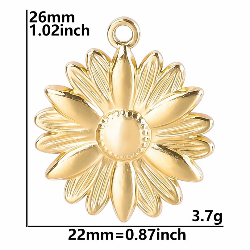 Wholesale Stainless Steel Gold Sunflower Colorful Pendant Accessories