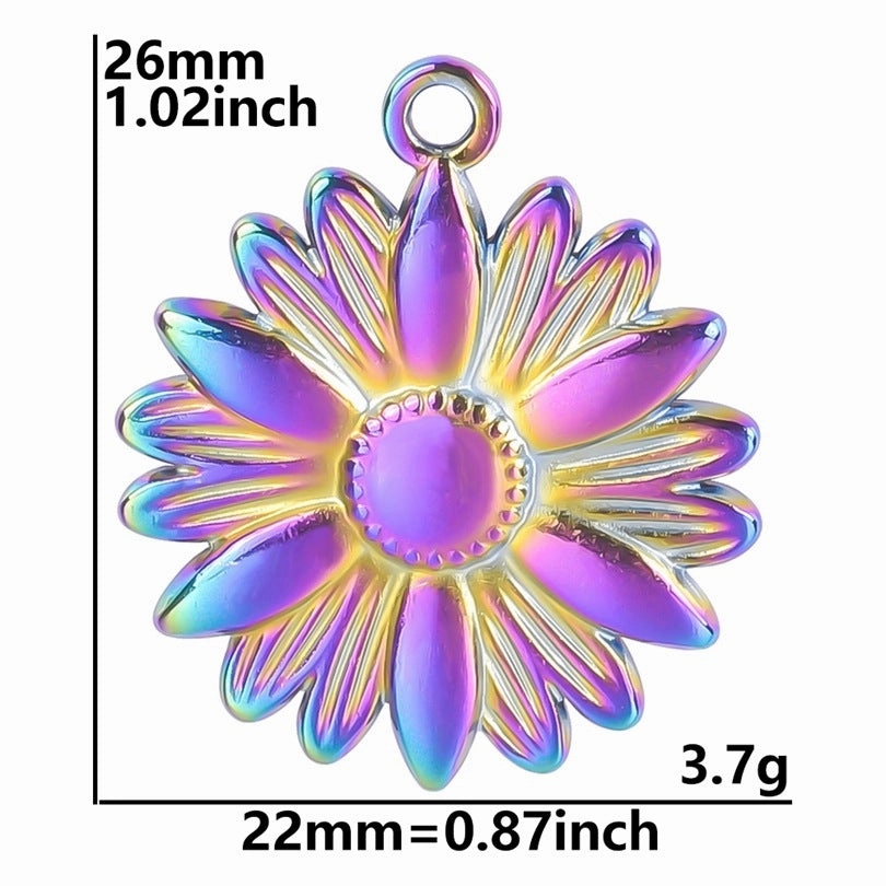 Wholesale Stainless Steel Gold Sunflower Colorful Pendant Accessories