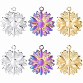 Wholesale Stainless Steel Gold Sunflower Colorful Pendant Accessories