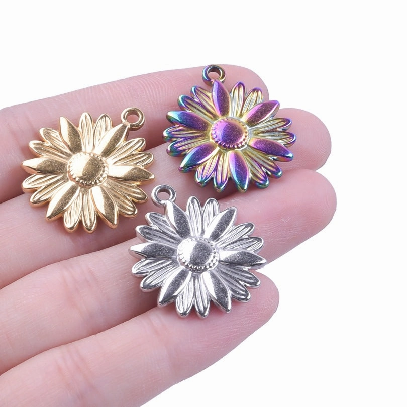 Wholesale Stainless Steel Gold Sunflower Colorful Pendant Accessories