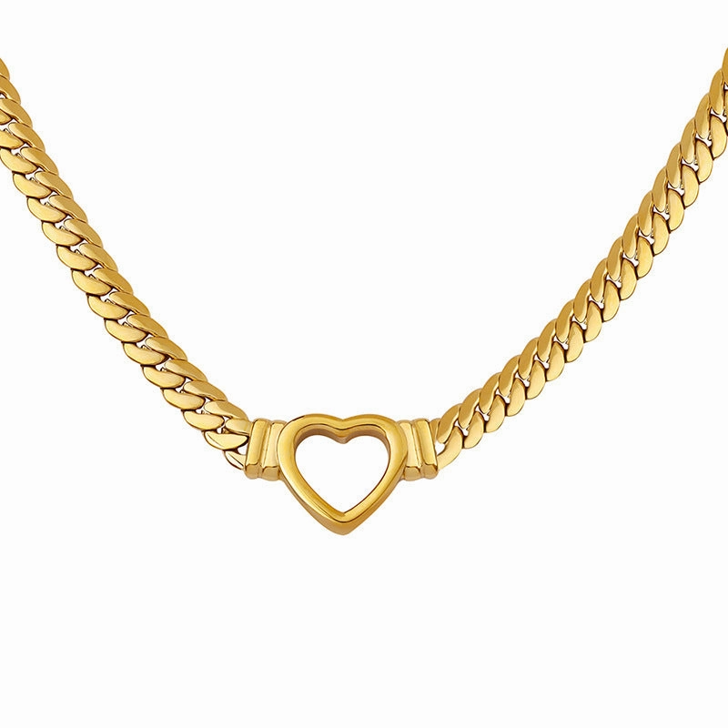 Wholesale Stainless Steel Heart-shaped Hollow Necklace Bracelet Set