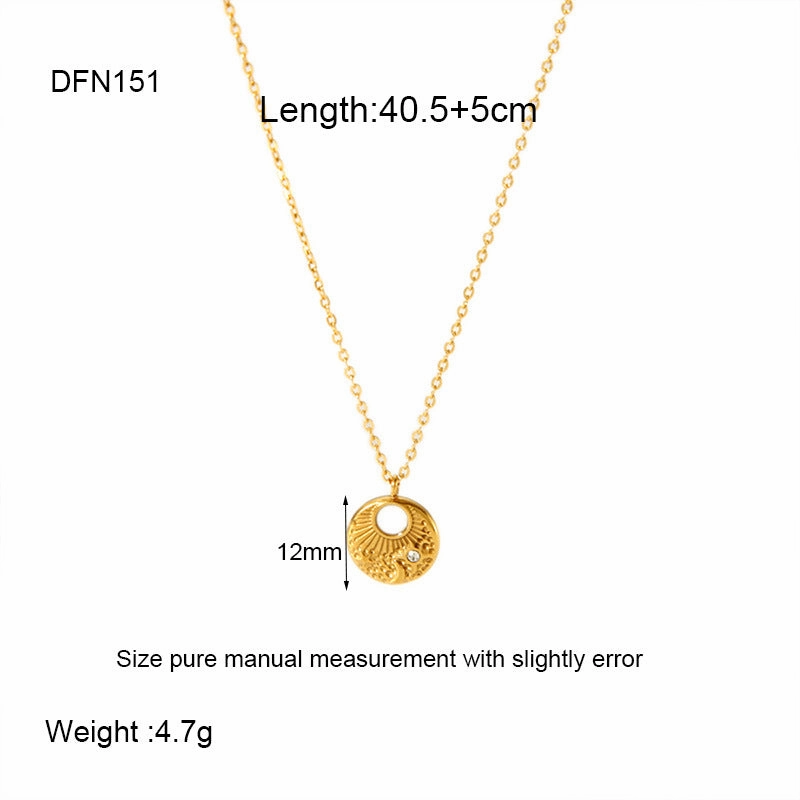 Wholesale stainless steel heart shell palm tree geometric pendant necklace